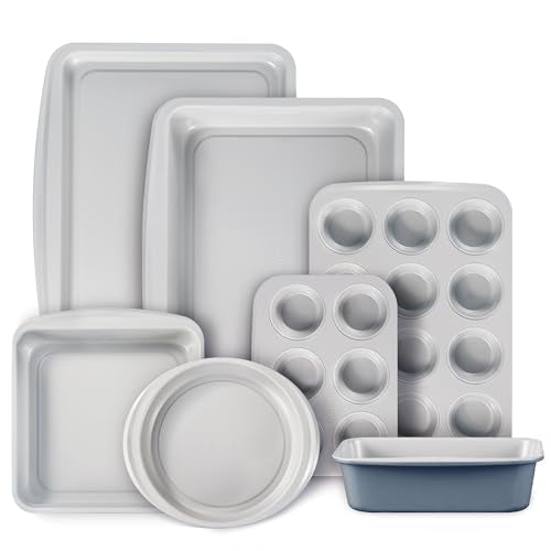 7 Piece Baking Pans Set (Gray & Blue 7-Piece)