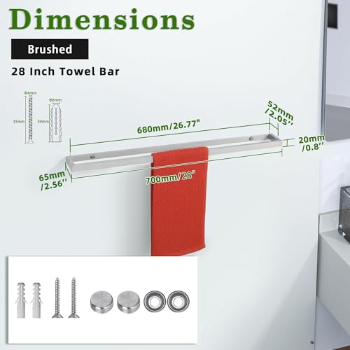 28 Inch Hand Towel Holder Towel Bar for Bathroom Wall Mounted (Brushed / 28-Inch)