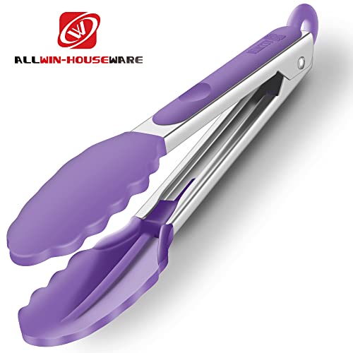 2 Pack Silicone Kitchen Tongs (Purple)
