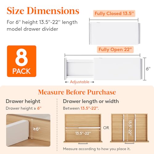 6" Tall Upgrade Drawer Dividers (6"H, 13.5-22"L)