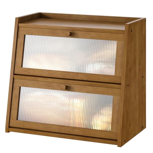 Bread Box for Kitchen Counter (Brown / Large-2_Tier)
