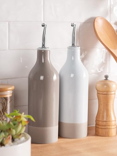 16oz Oil Dispenser Bottle (Light Gray and Cinnamon Brown / 2 Pieces (Milkyway))