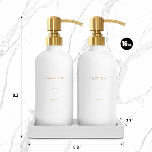 Gold Soap Dispenser Bathroom Set (Gold Pump & White Bottle)