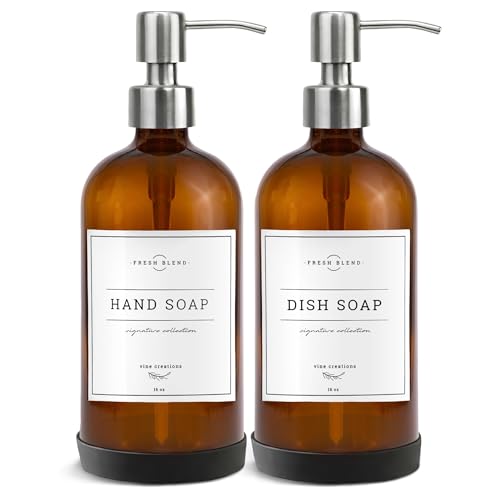 Amber Glass Soap Dispenser (Amber Bottle / Silver Pump)