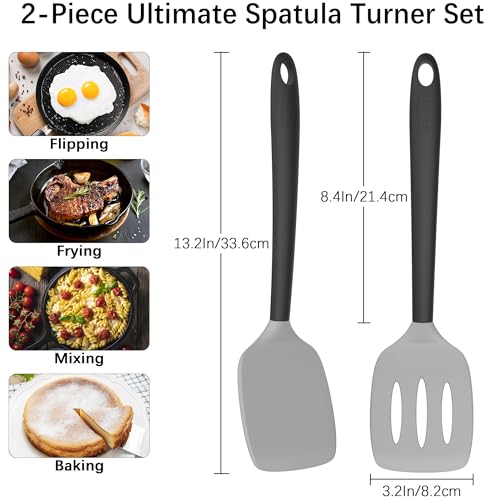 2 Pack Silicone Spatula Set (GrayBlack)