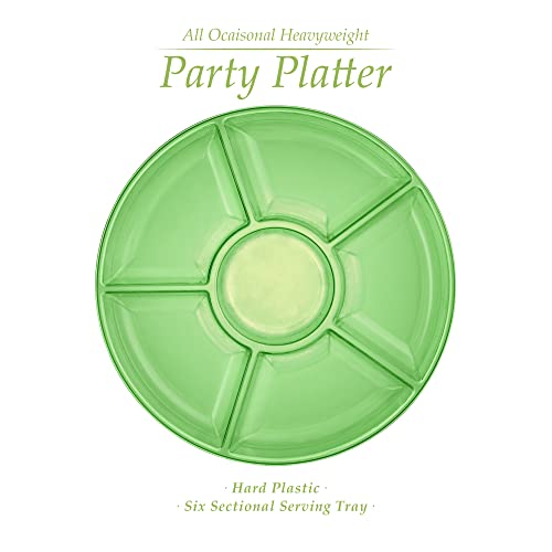 6 Sectional Round Plastic Serving Tray (Green)