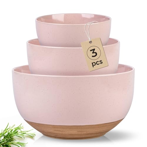 Ceramic Mixing Bowls (3PCS / Cloud Pink)
