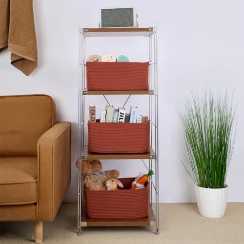 Large Storage Baskets for Organizing (4pcs-L17×W13×H7.5" / Oxide Red)