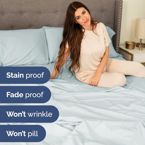 Flex Top Split Head King 4 Piece Sheet Set (23 - Ice Blue / Split Head/Flex Top)
