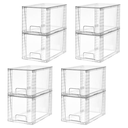 8 Pack Large Stackable Storage Drawers (Clear( 8 Pack))