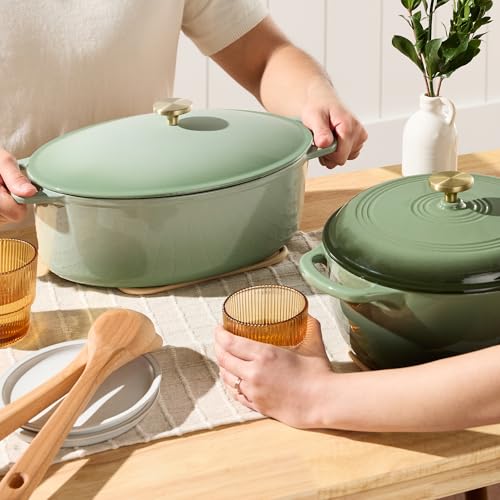 Oval 7.5 Quart Enamel Cast (Sage Green / 7.5qt Oval)