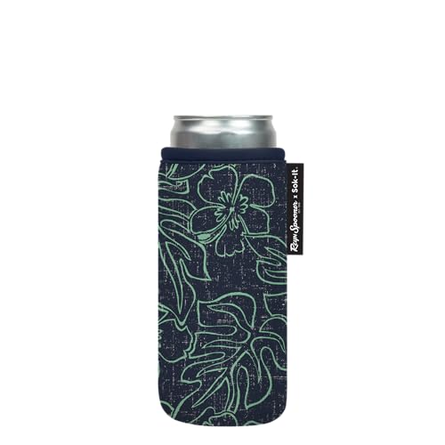 CanSok Sleeve for Beer & Soda Insulated Neoprene Cover (Reyn Spooner Monstera Ink / 12oz Slim Can Sleeve)