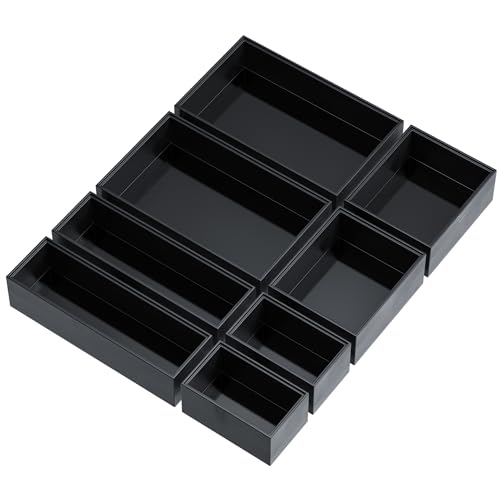 Bamboo Drawer Organizer (8 PCS / Black)
