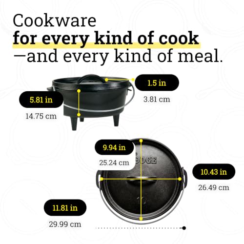 Pre Seasoned Cast Iron Deep Camp Dutch Oven with Lid (5 Quart / Oven)