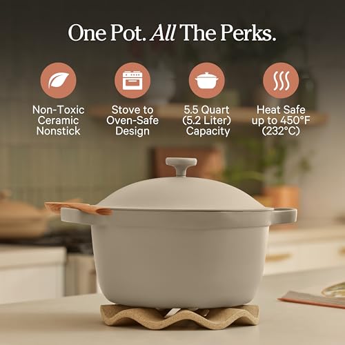 Perfect Pot 5.5 Qt Nonstick Ceramic Pot & Dutch Oven with Lid (5.5 Quarts / Steam)