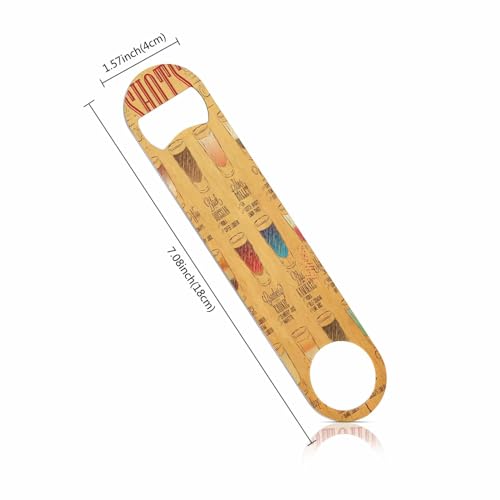 Shots Menu Stainless Steel Bottle Opener Drinks with Names Cocktail Glass Mix Color Striped Sketch Line Flat Beer Bottle Opener Keychain for Home Kitchen Bar Restaurant Party Birthday Gift (Shots Menu)