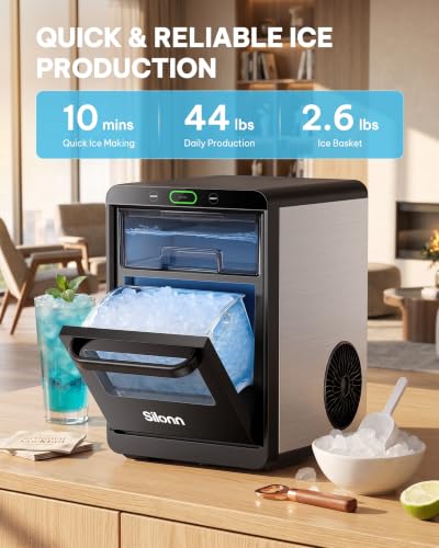 Nugget Ice Maker Countertop (Silver Gray / 44 lbs)