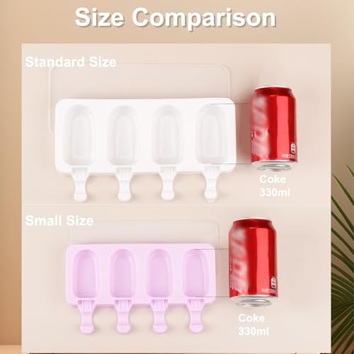 3 Set Violet Samll Popsicles Molds with Lids and 100 Pieces Wooden Popsicles Sticks (Violet / Small Size)