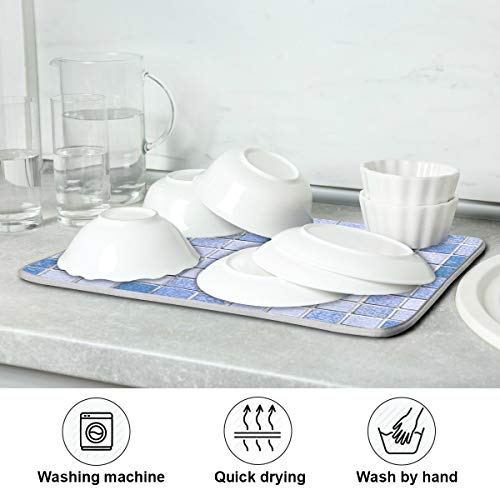 Super Absorbent Dish Drying Mat (Mosaic Marble Pattern / 18" x 24")