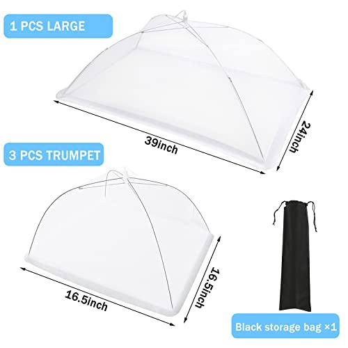 4 Pcs Extra Large Mesh Food Cover Tent Umbrella for Outside Parties (40"x24" 17"x17")