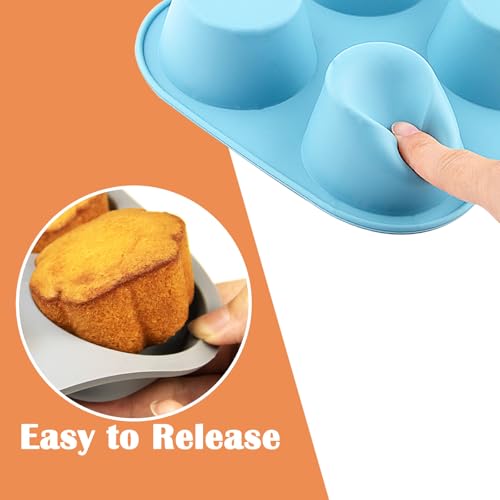 6 Cups Silicone Mini Muffin Pan Set (Set of 2--6 Cups (Blue+Green))
