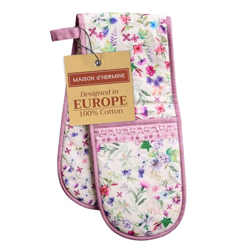 Double Oven Mitts 100% Cotton Double Oven Glove (038 - Chardon / 7" x 35" (Double Oven Mitt))