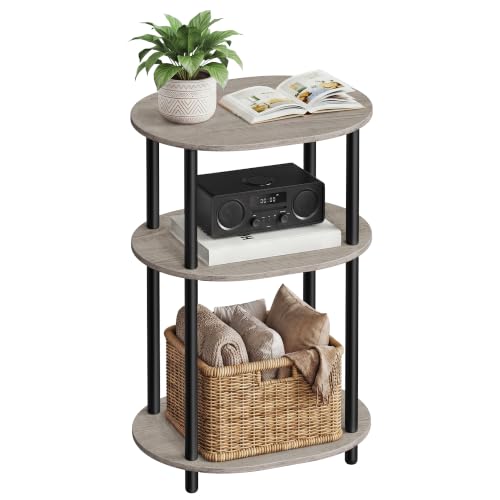Side Table Small End Table (Heather Greige + Ink Black)