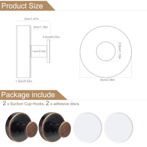 Suction Cup Hooks for Shower (Brushed Bronze)