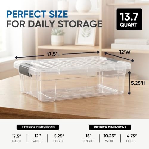 13.7 Quart Clear Plastic Storage Bin with Lid (13.7 Quart)