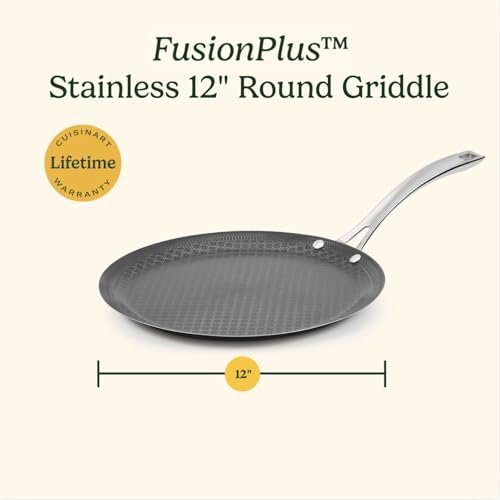 Griddle Pan PurelySear Hybrid Stainless Steel 12 Inch (12-inch Round Griddle)