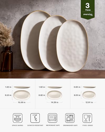 Serving Platters Set of 3 Sizes (Matte White)