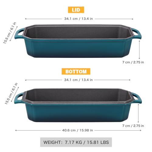 Bread Pan Cast Iron Loaf Pan with Lid Bread Loaf Pan 13x5 Inch Enameled Cast Iron Sourdough Bread Pan