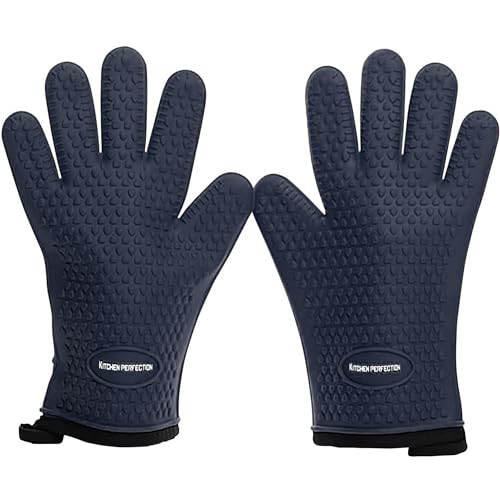 S Silicone Smoker BBQ Gloves (Royal Blue / Small)