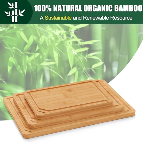 Organic Bamboo Cutting Boards Set for Kitchen Set of 3 (Natural / Set of 3)