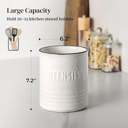 7.2" Large Ceramic Utensil Holder for Kitchen Counter
