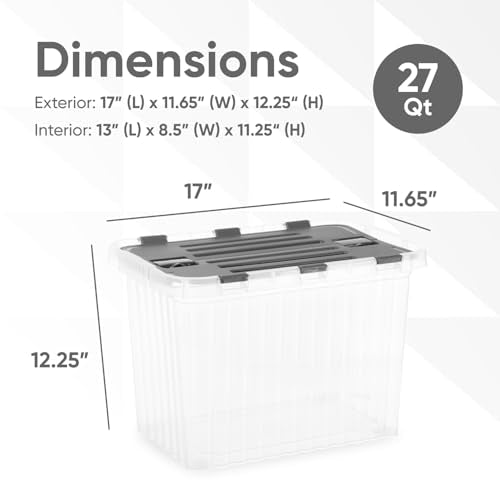 26 L Deep Storage Container with Hinged Lid 27.5 Quart