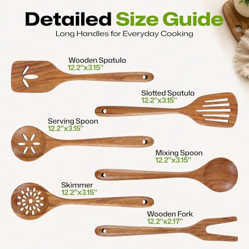 6 Piece Wooden Kitchen Utensil Set (6Pcs Wooden Kitchen Utensils)