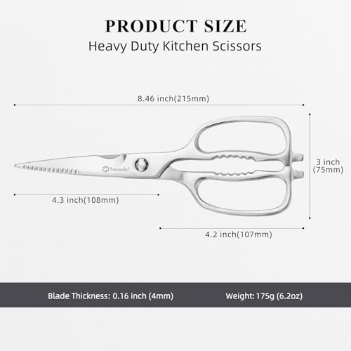 Kitchen Scissors for Food (8.5 Inch Silver)
