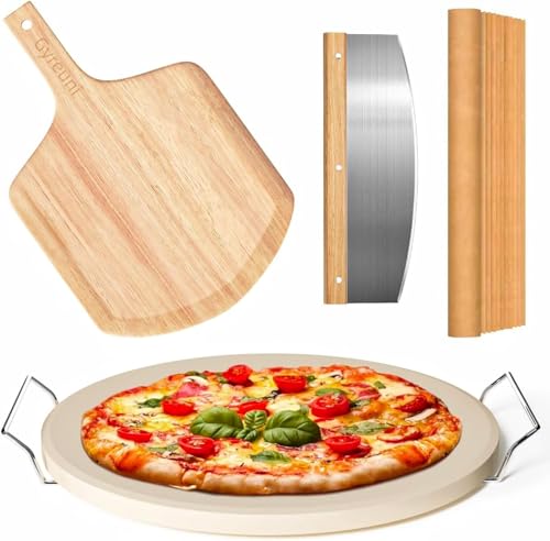 13 Pizza Stone for Oven and Grill with Pizza Peel (13 inch)