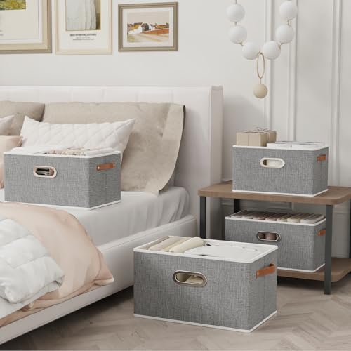 Collapsible Fabric Storage Bins (15.0x9.8x8.3inch(6-Pack) / Grey)