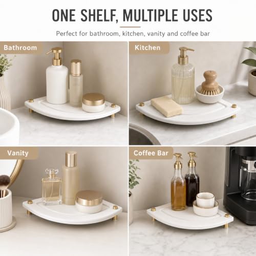 Corner Counter Shelf (8.5"x 8.5" - White - Fan-shaped)