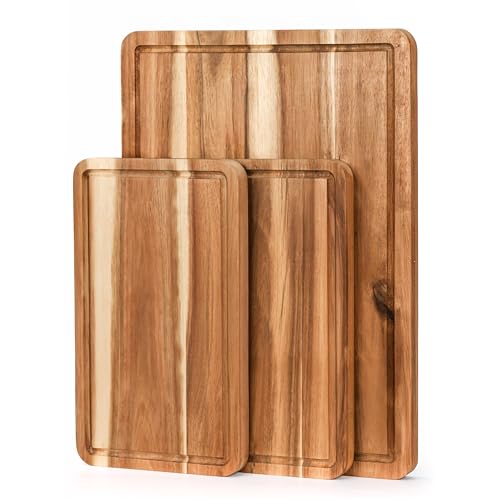 Acacia Wood Cutting Board Set of 3 for Kitchen
