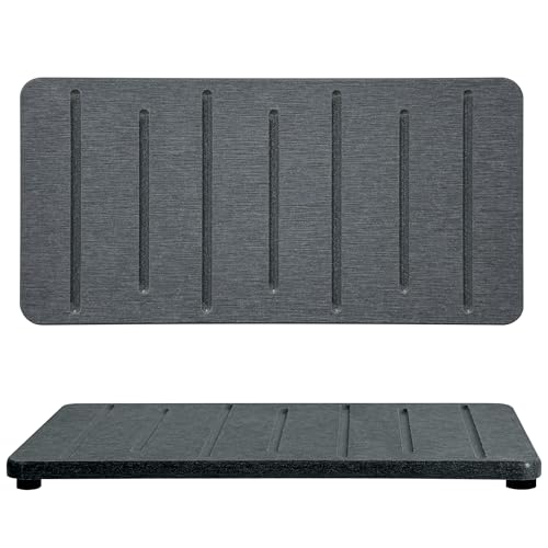 2PCS Water Absorbing Stone Tray for Cosmetics & Hand Soap & Houseplants (8.7" X 4.3" Dark Gray)