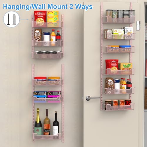 12.3" W Narrow Over the Door Pantry Organizer (Pink / 12.3"W 6-Tier)