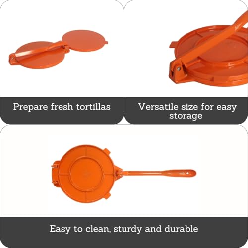 USA Aluminum Tortilla Press 8 (Aluminum- Orange / 8")
