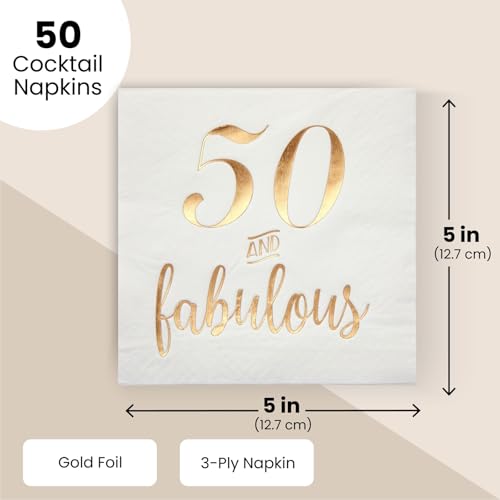 50th Birthday Napkins for Women (50 Pack)