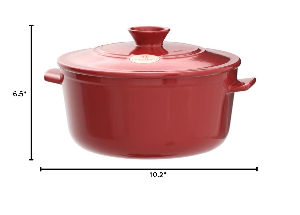 Flame Round Stewpot Dutch Oven (Burgundy / 4.2 Quart)