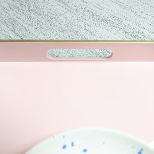Pink Decorative Serving Tray with Handles (Pink)