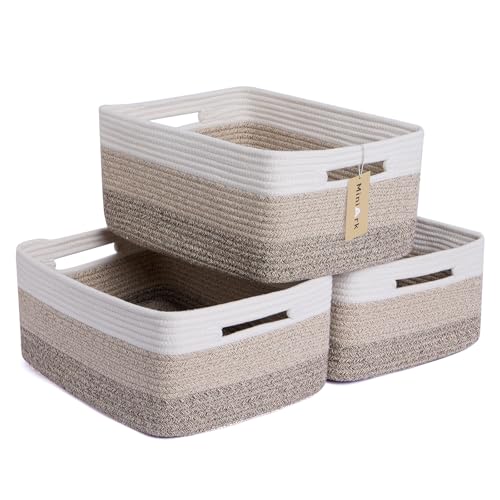 Large Storage Baskets for Organizing (3pcs-L17×W13×H7.5" / Gradient Brown)