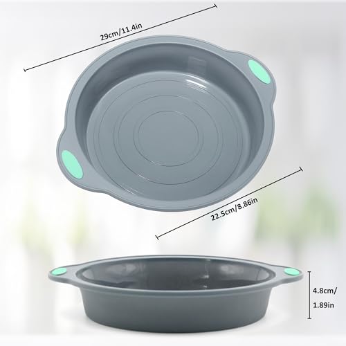 9 Inch Silicone Round Cake Pans (2-Pack 9-Inch Round Cake Pan / Light Grey)